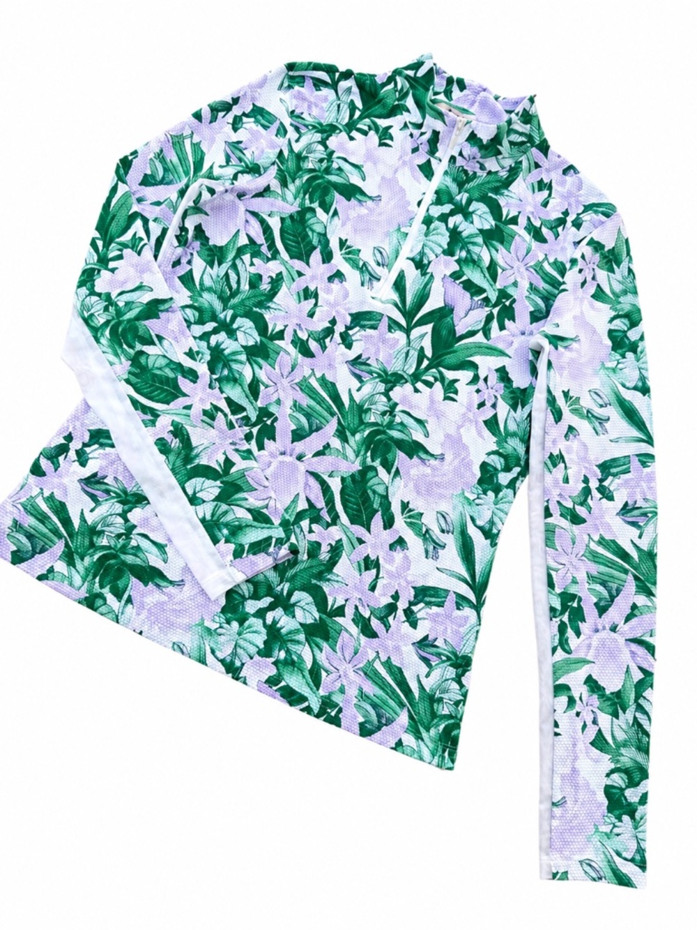 Tommy Bahama Floral Half Zip Long Sleeve Performance Top Size S